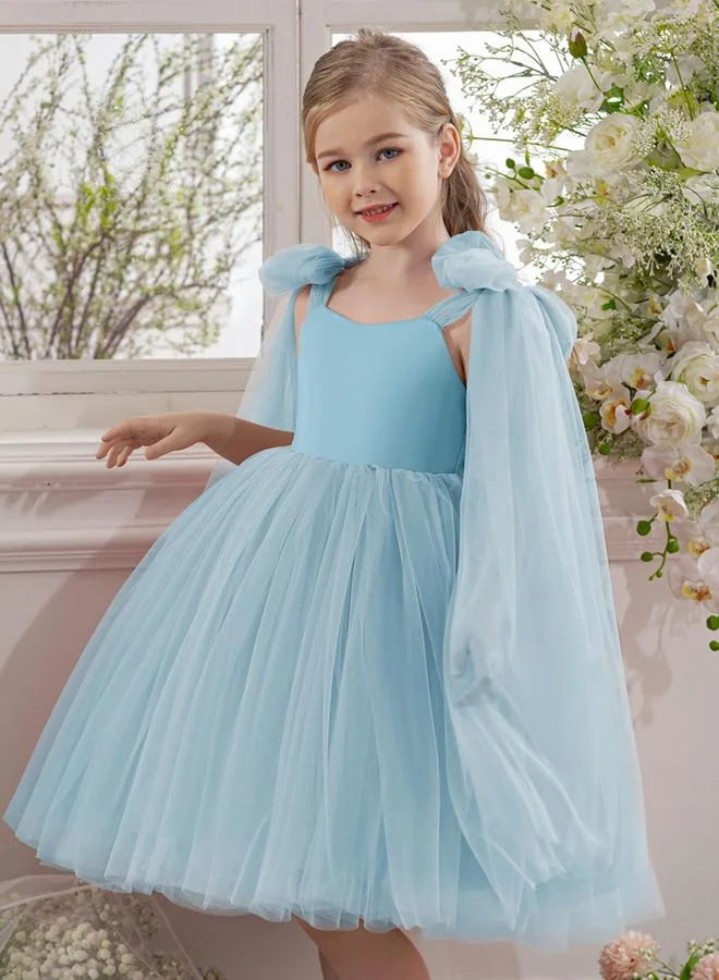 تايك تو فستان شبكي بلا أكمام بتفاصيل كيب وفيونكة